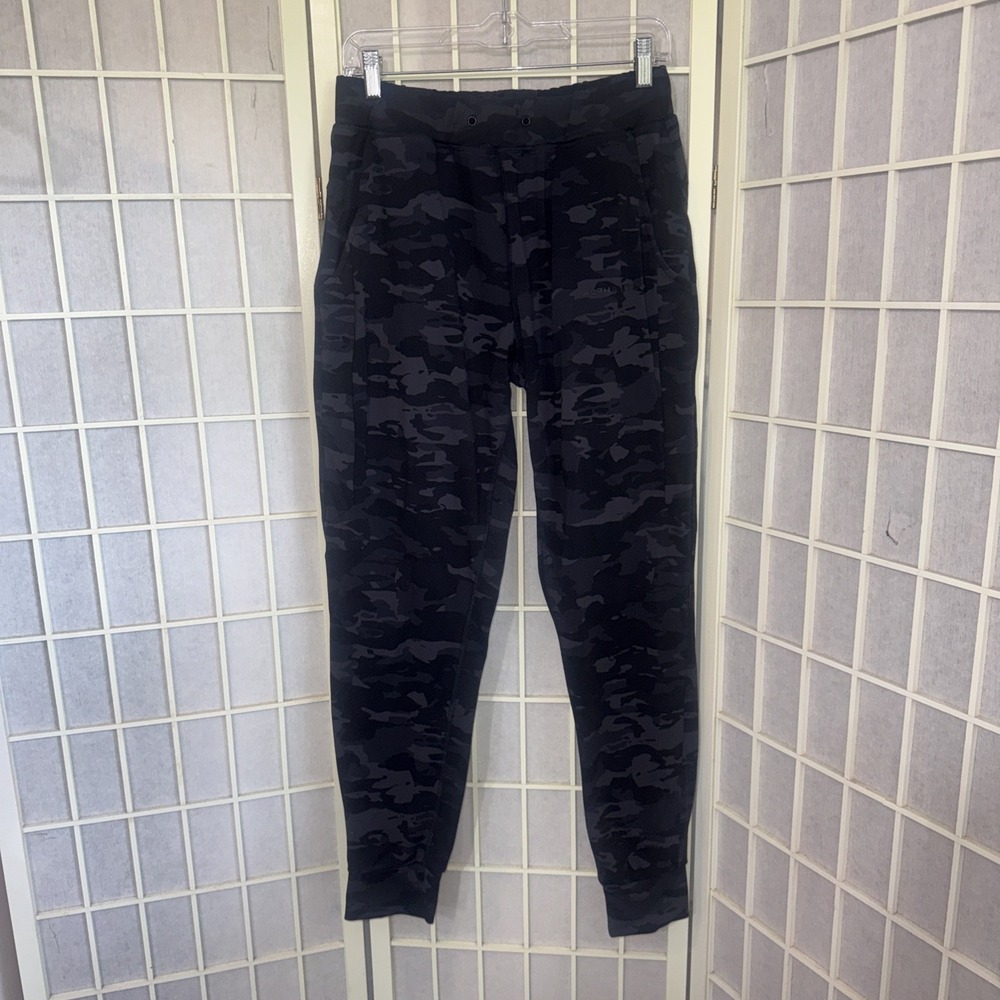 Alphalete Black Athletic Yoga Gym Lounge Camo Taper Fit Joggers Women's Sz Large